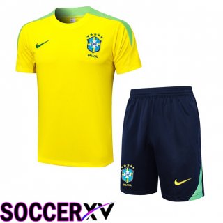 Brazil kit Training T Shirt + Shorts Yellow 2024/2025