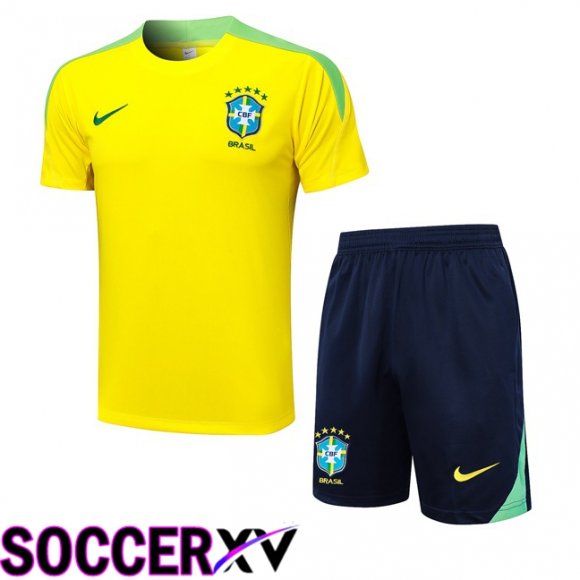 Brazil kit Training T Shirt + Shorts Yellow 2024/2025