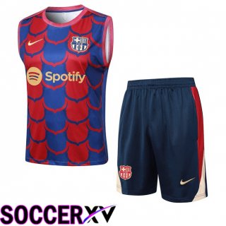 FC Barcelona Gilet Soccer + Shorts Red Blue 2024/2025