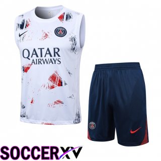 Paris PSG Gilet Soccer + Shorts White 2024/2025