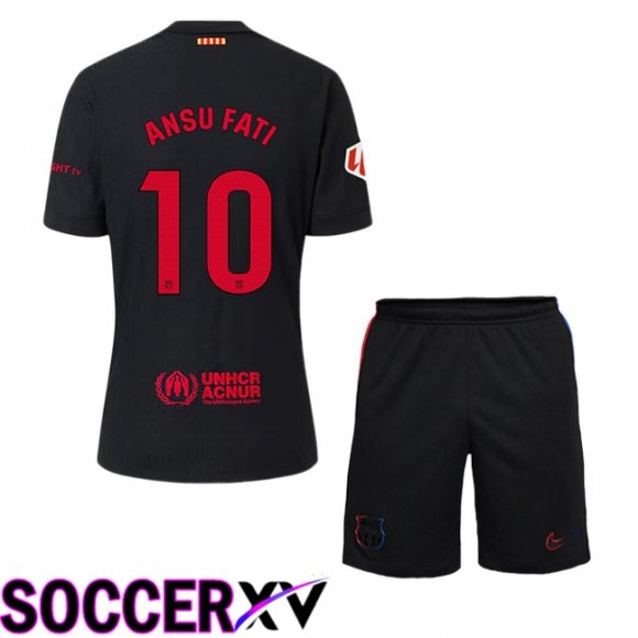 FC Barcelona (ANSU FATI 10) Kids Away Soccer Jersey Black 2024/2025