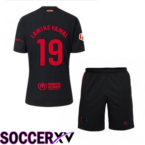 FC Barcelona (LAMINE YAMAL 19) Kids Away Soccer Jersey Black 2024/2025