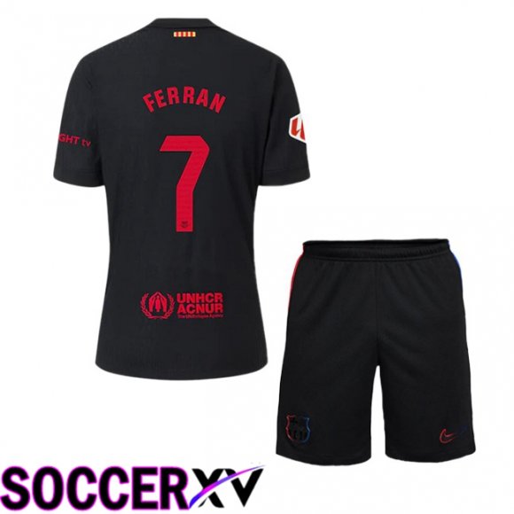 FC Barcelona (FERRAN 7) Kids Away Soccer Jersey Black 2024/2025