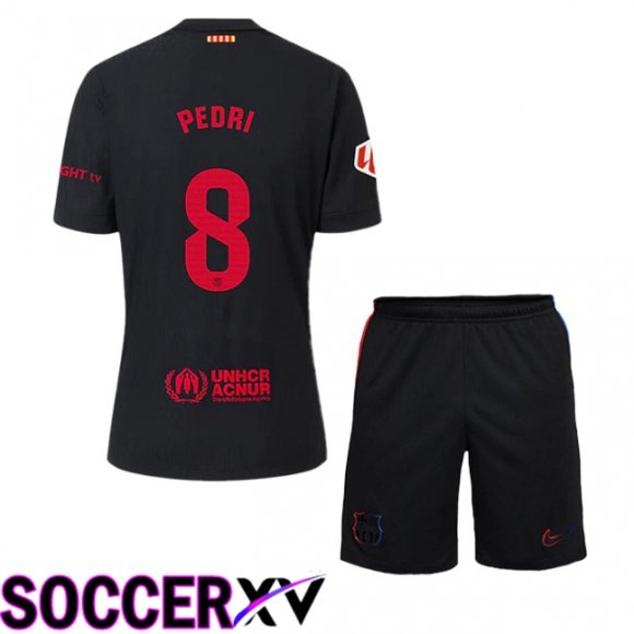 FC Barcelona (PEDRI 8) Kids Away Soccer Jersey Black 2024/2025