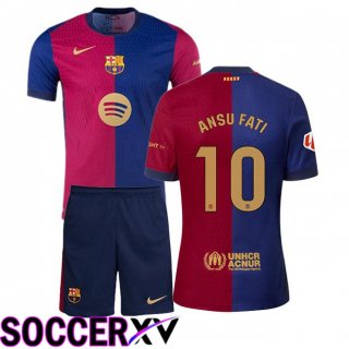 FC Barcelona (ANSU FATI 10) Kids Home Soccer Jersey Blue Red 2024/2025