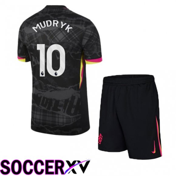 FC Chelsea (Mudryk 10) Kids Third Soccer Jersey Black 2024/2025