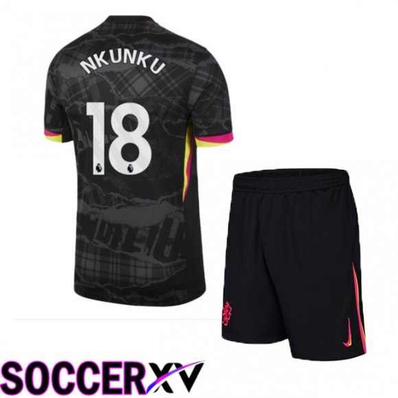 FC Chelsea (Nkunku 18) Kids Third Soccer Jersey Black 2024/2025