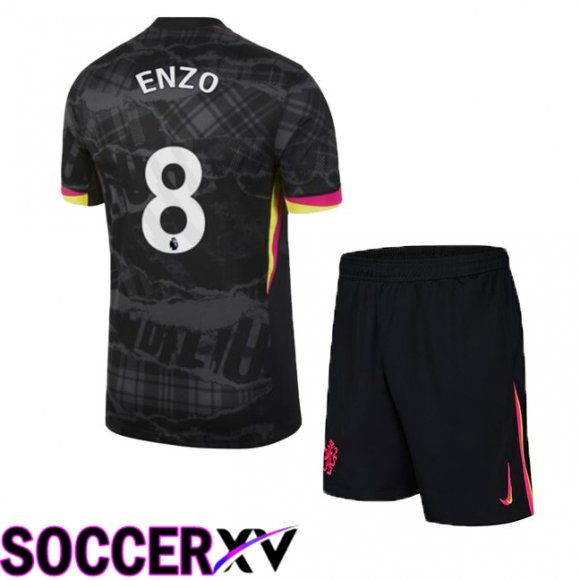 FC Chelsea (Enzo 8) Kids Third Soccer Jersey Black 2024/2025