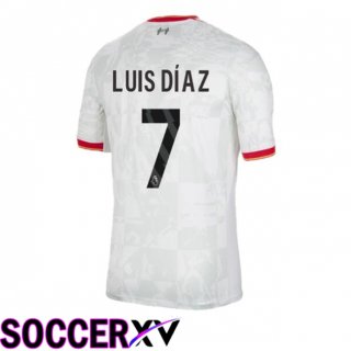 FC Liverpool (LUIS DÍAZ 7) Third Soccer Jersey White 2024/2025