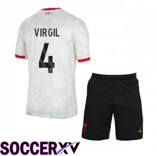 FC Liverpool (VIRGIL 4) Kids Third Soccer Jersey White 2024/2025