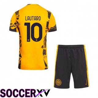 Inter Milan (LAUTARO 10) Kids Third Soccer Jersey Yellow 2024/2025