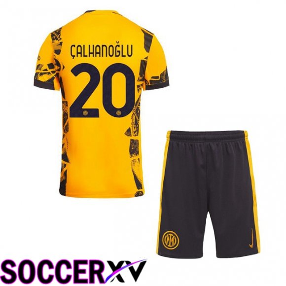 Inter Milan (ÇALHANOĞLU 20) Kids Third Soccer Jersey Yellow 2024/2025