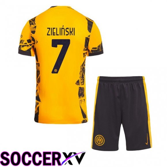 Inter Milan (ZIELIŃSKI 7) Kids Third Soccer Jersey Yellow 2024/2025