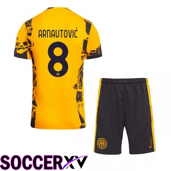 Inter Milan (ARNAUTOVIĆ 8) Kids Third Soccer Jersey Yellow 2024/2025