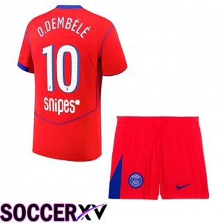 Maillot de Foot Paris PSG (O. Dembélé 10) Enfant Third Rouge 2025/2026