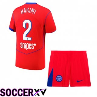 Maillot de Foot Paris PSG (Hakimi 2) Enfant Third Rouge 2025/2026