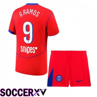 Maillot de Foot Paris PSG (G. Ramos 9) Enfant Third Rouge 2025/2026