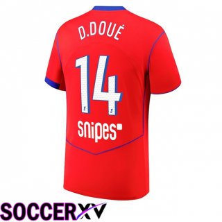 Maillot de Foot Paris PSG (D. Doué 14) Third Rouge 2025/2026