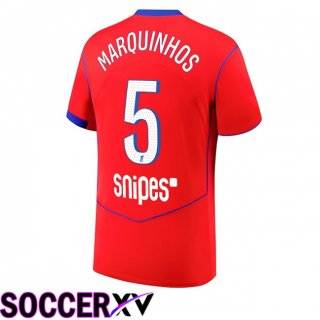 Maillot de Foot Paris PSG (Marquinhos 5) Third Rouge 2025/2026