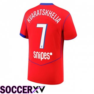 Maillot de Foot Paris PSG (Kvaratskhelia 7) Third Rouge 2025/2026