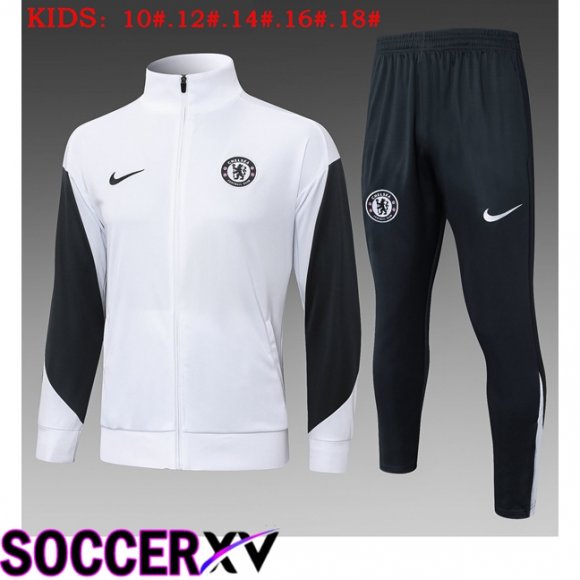 Ensemble Veste Survetement de Foot FC Chelsea Enfant Blanc 2025/2026