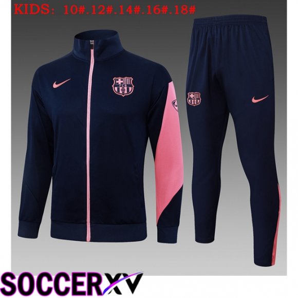 Ensemble Veste Survetement de Foot FC Barcelone Enfant Bleu Royal 2025/2026