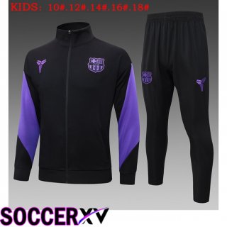 Ensemble Veste Survetement de Foot FC Barcelone Enfant Noir 2025/2026