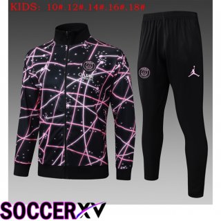 Ensemble Veste Survetement de Foot Jordan Paris PSG Enfant Noir 2025/2026