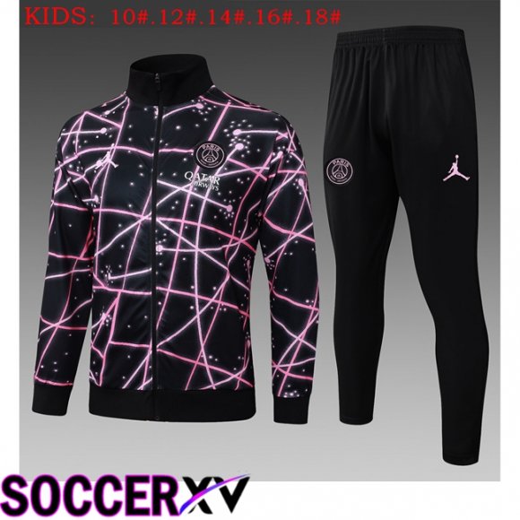 Ensemble Veste Survetement de Foot Jordan Paris PSG Enfant Noir 2025/2026