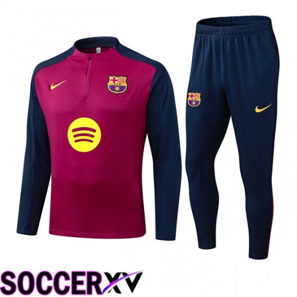 Ensemble Survetement de Foot FC Barcelone Rouge Bleu Royal 2025/2026
