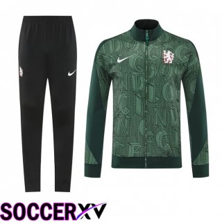Ensemble Veste Survetement de Foot FC Chelsea Vert 2025/2026