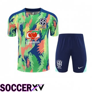Ensemble Training T-Shirts Bresil + Shorts Vert 2025/2026