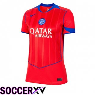 Maillot de Foot Paris PSG Femme Third Rouge 2025/2026