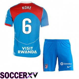 Maillot de Foot Atletico Madrid (KOKE 6) Enfant Third Bleu 2025/2026