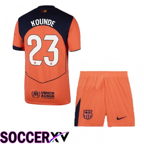 Maillot de Foot FC Barcelone (KOUNDE 23) Enfant Third Rouge 2025/2026
