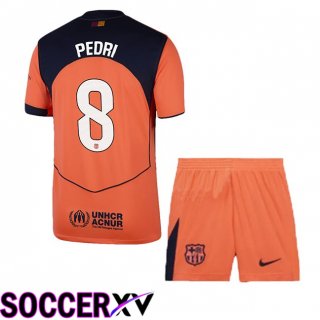 Maillot de Foot FC Barcelone (PEDRI 8) Enfant Third Rouge 2025/2026