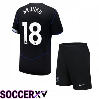 Maillot de Foot FC Chelsea (Nkunku 18) Enfant Third Noir 2025/2026