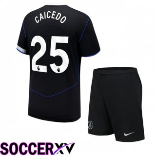 Maillot de Foot FC Chelsea (Caicedo 25) Enfant Third Noir 2025/2026