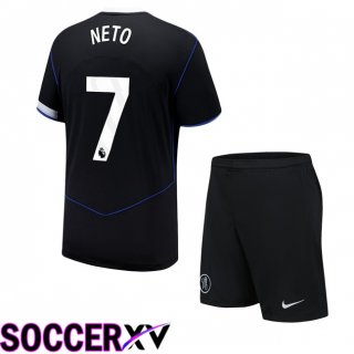 Maillot de Foot FC Chelsea (Neto 7) Enfant Third Noir 2025/2026