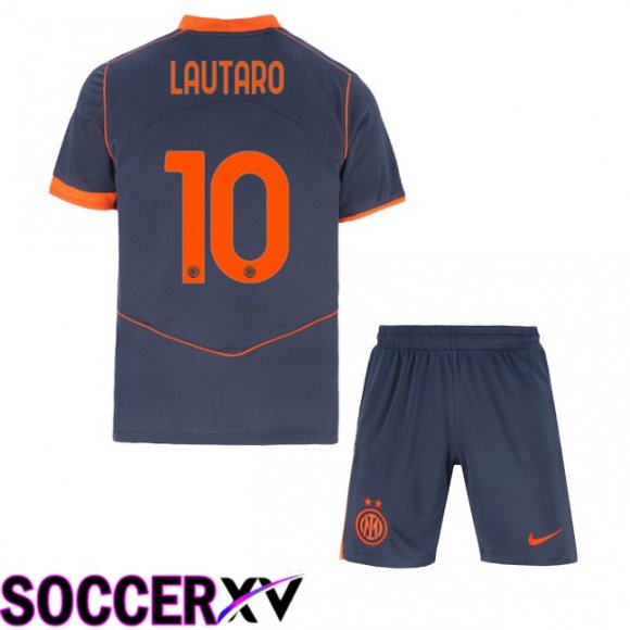 Maillot de Foot Inter Milan (LAUTARO 10) Enfant Third Gris 2025/2026