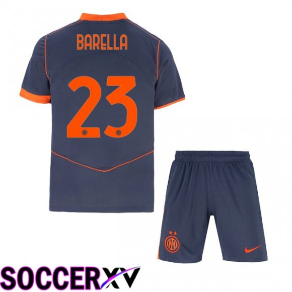 Maillot de Foot Inter Milan (BARELLA 23) Enfant Third Gris 2025/2026