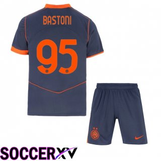 Maillot de Foot Inter Milan (BASTONI 95) Enfant Third Gris 2025/2026