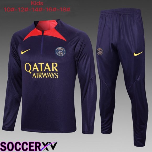 Paris PSG Kids Training Tracksuit Suit Purple 2023/2024