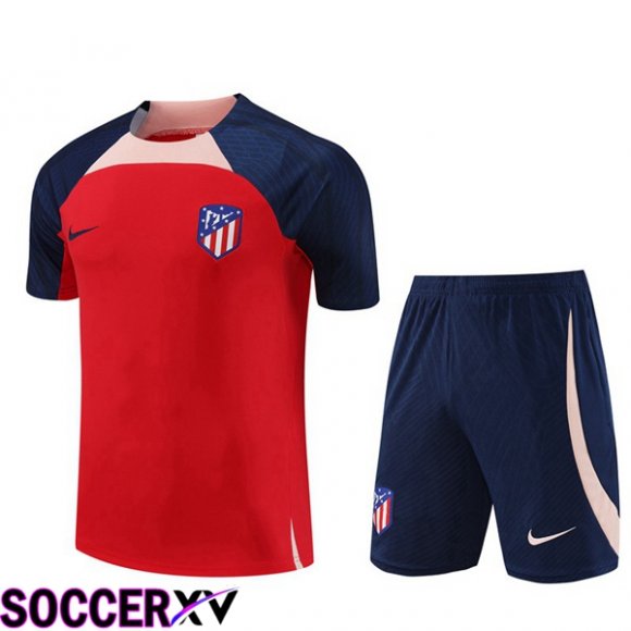 Atletico Madrid Training T Shirt + Shorts Red 2023/2024