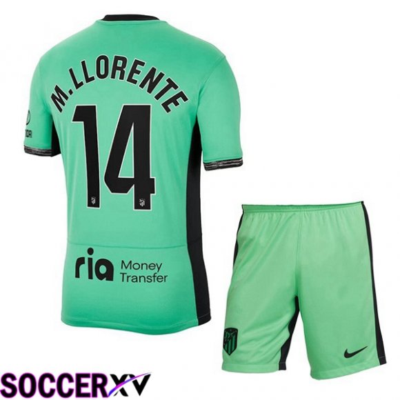 Atletico Madrid (M. Llorente 14) Kids Soccer Jersey Third Green 2023/2024