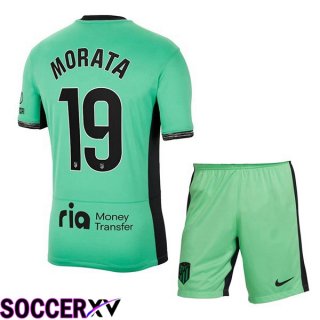 Atletico Madrid (Morata 19) Kids Soccer Jersey Third Green 2023/2024