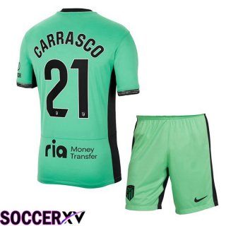 Atletico Madrid (Carrasco 21) Kids Soccer Jersey Third Green 2023/2024