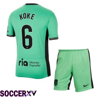 Atletico Madrid (Koke 6) Kids Soccer Jersey Third Green 2023/2024