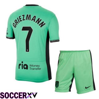 Atletico Madrid (Griezmann 7) Kids Soccer Jersey Third Green 2023/2024