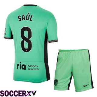 Atletico Madrid (Saúl 8) Kids Soccer Jersey Third Green 2023/2024